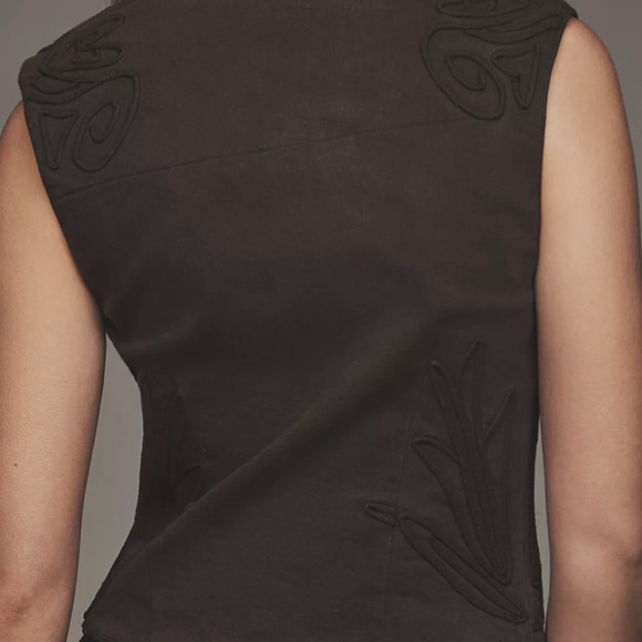 Anthropologie Sculpted Vest - Chocolate Brown - Medium - Prairie, Cottagecore - Picture 2 of 3